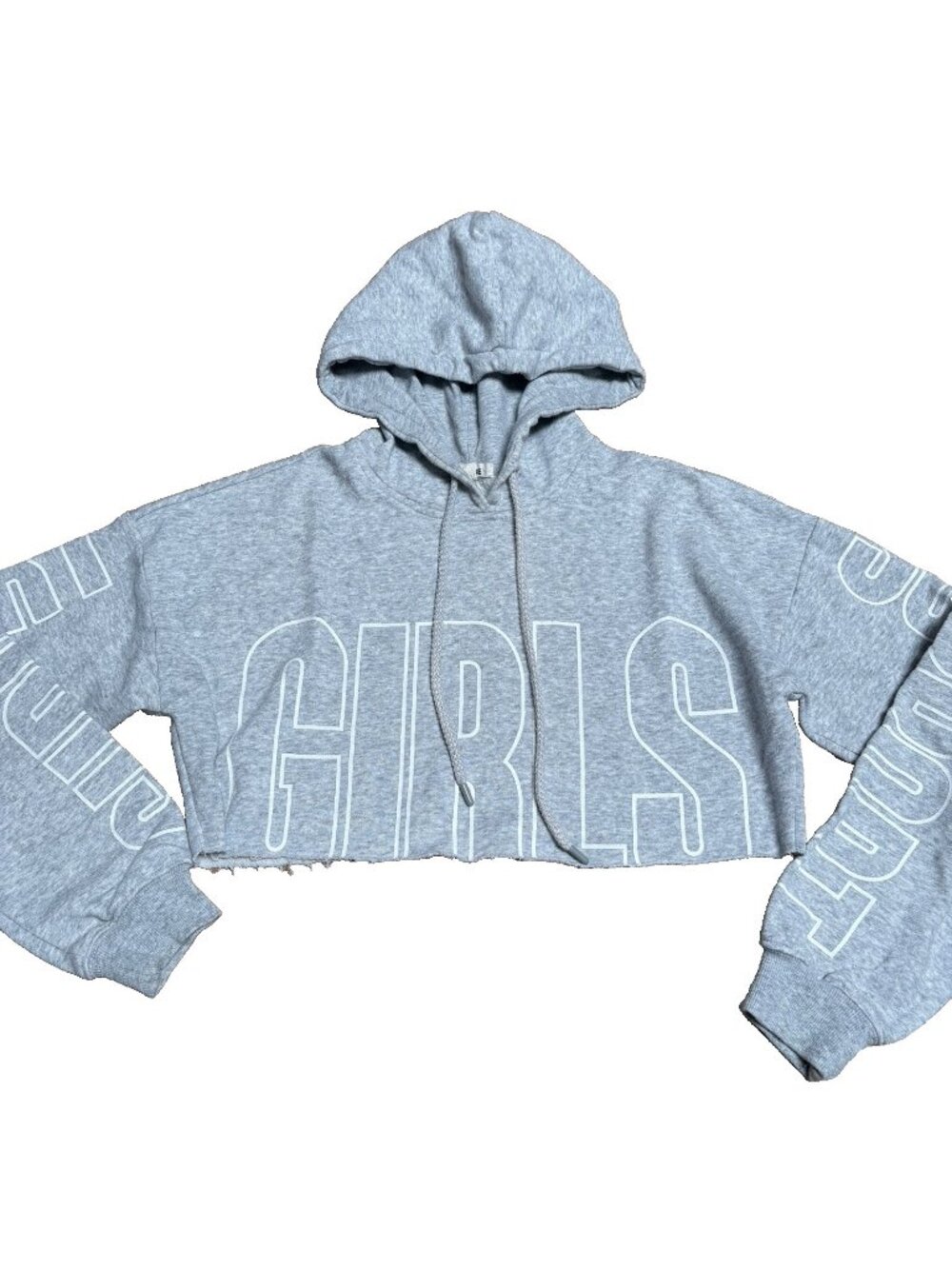 Garage Crop Hoodie Women's Size XS Gray Raw Edge Sweater